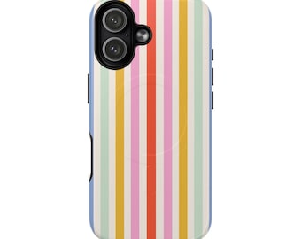 Rainbow Pastel Stripes iPhone Case | Tough Magnetic Case gift for her