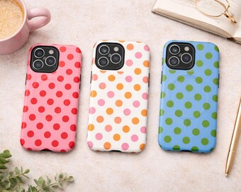 Polka Dot iPhone Case MagSafe® Tough Protective Cover Design Phone Accessory Compatible Magnetic Silicone Shock Resistant