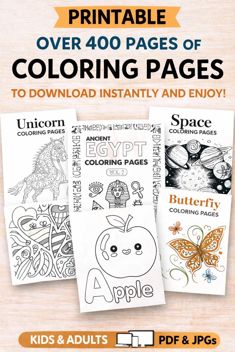 Over 400 Printable Colouring Pages Bundle | Kids & Adults Colouring ...