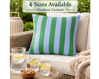 Blau Grün Gestreift Sitzkissen Wasserdicht Outdoor Kissen Deck Garten Sitzecke Dekoration Modernes Design Vertikale Muster Gestreift