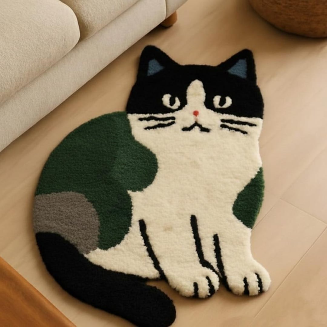 Handmade Cat Shape Rug | Cute Kitty Area Rug | Soft Tufted Animal Rug ...