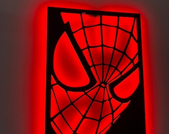 Handmade Spider-Man LED Wanddekor | Comic Kunst Leuchtschild