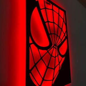 Handmade Spider-Man LED Wall Decor | Comic Book Art Light-Up Sign image 17