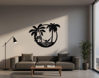 Palme Metallwandkunst - tropische Silhouette Dekor für Strandhaus Wohnzimmer