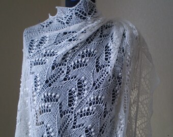 Кnit Shawl White Wedding Shawl Lace  Wrap Shawl Knitted Shawl white Knitted Stola White Bridal châle mariée Ivory Wedding shawl