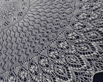 FREE SHIPPING circular hand knitted lace shawl/ christening shawl/ baby blanket/ heirloom baby shawl/ baby wrap