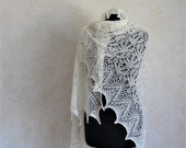 Hand knitted ecru square lace baby blanket, Baptsim shawl, Christening baby blanket, Heirloom, New born afghan, Wedding shawl, Free shipping