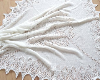 Bapteme Shetland Bebe Chale 2 Plis Knitting Pattern Delicate Dentelle Trad