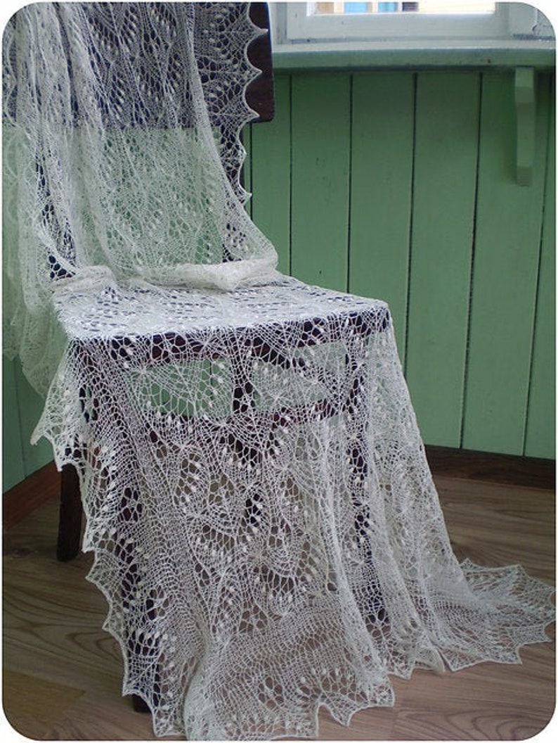 Made to order white rectangular wedding shawl , Haapsalu shawl, Estonian traditional wedding shawl