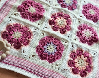 Newborn Photo Prop Blanket Crochet Baby Blanket Small Baby Blanket Colorful Flower Layer Photography Props Floral Granny Square Baby Blanket