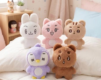 Zestaw pluszowych breloków Kawaii – 5 miniaturowych zawieszek na torebki w kształcie zwierzątek, miękkie pluszowe zabawki