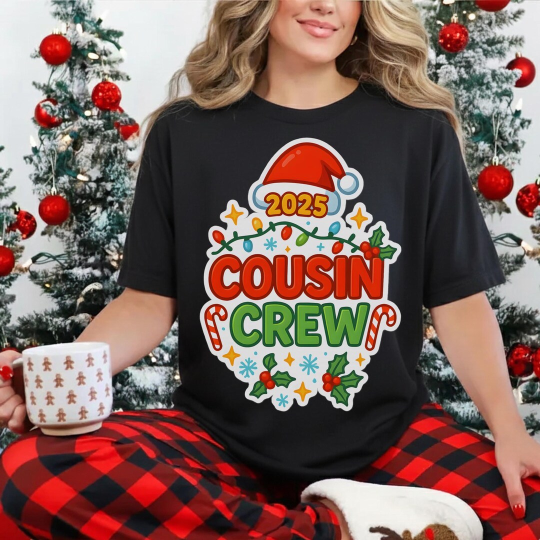 Cousin Crew Christmas Xmas Lights Family Matching Pajamas T-shirt ...