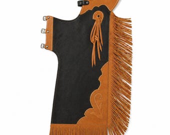 Black and Tan Leather Fringe Chaps Western Cowboy Motorcycle Riding Gear