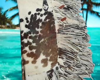 Handmade Cowhide Leather Rodeo Chaps with White Fringe – Western Cowboy Rodeo Gear