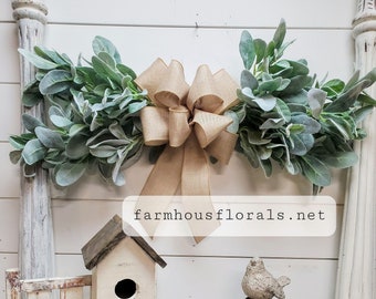 Lambs Ear Swag, Farmhouse decor, fixer upper, gifts for her, fall decor, front door wreath, wall dec