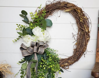 Handcrafted floral wreath Front door wreaths & by FarmHouseFloraLs