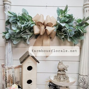 Lambs Ear Swag, Farmhouse decor, fixer upper, gifts for her, fall decor, front door wreath, wall dec