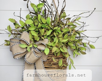 Tea Leaf Greenery Door Hanger Basket