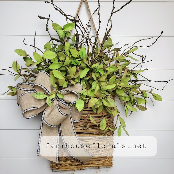 Tea Leaf Greenery Door Hanger Basket