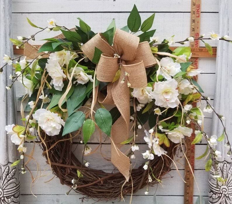 Greenery Wreath for All Year Round Burlap Wreath Green Wreath Beautiful Azalea Front Door Wreath Door Wreath farmhouse wedding wreath