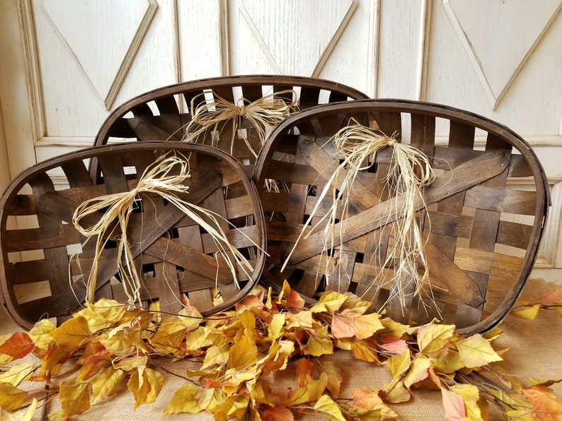 Tobacco Baskets Farmhouse Style Vintage Woven Tobacco Etsy