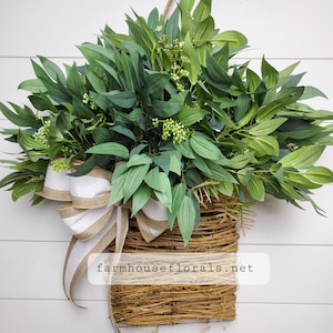 Mixed Forest Greenery Door Hanger Basket image 9