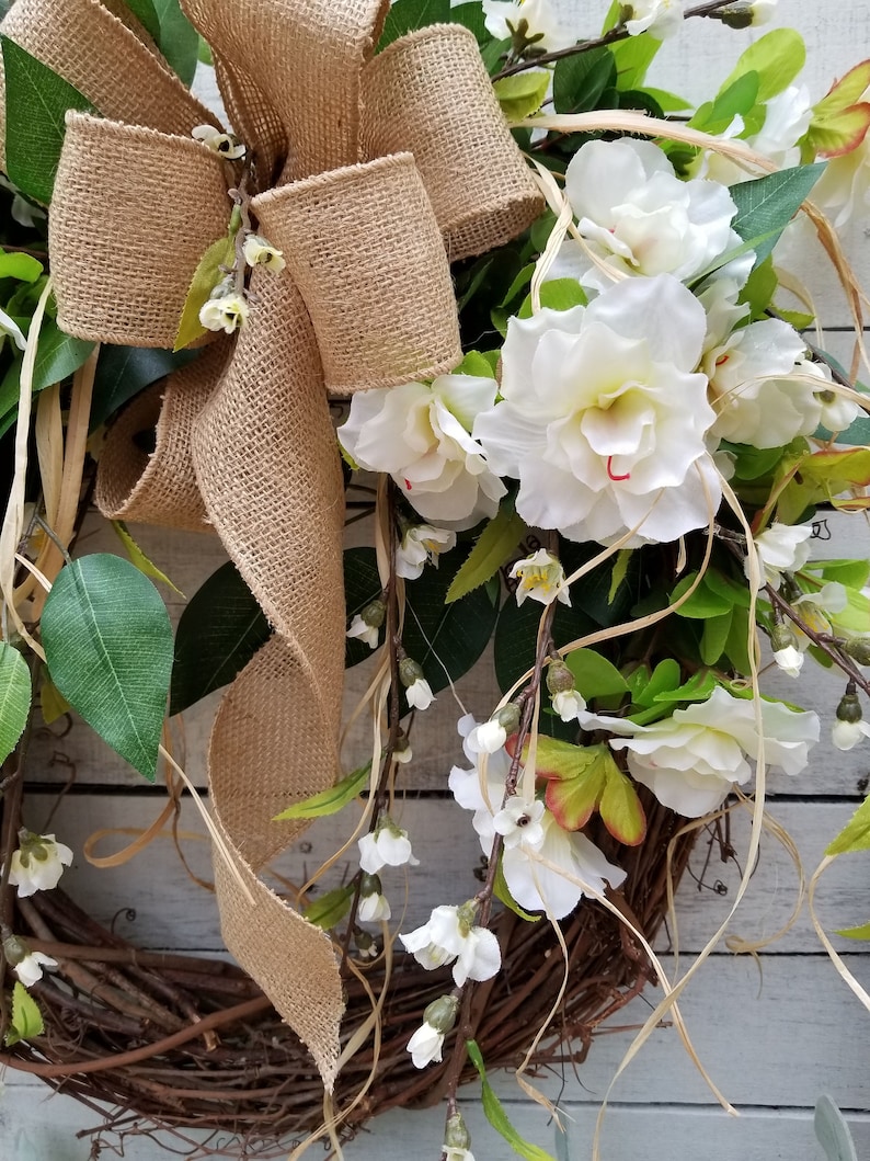 Greenery Wreath for All Year Round Burlap Wreath Green Wreath Beautiful Azalea Front Door Wreath Door Wreath farmhouse wedding wreath