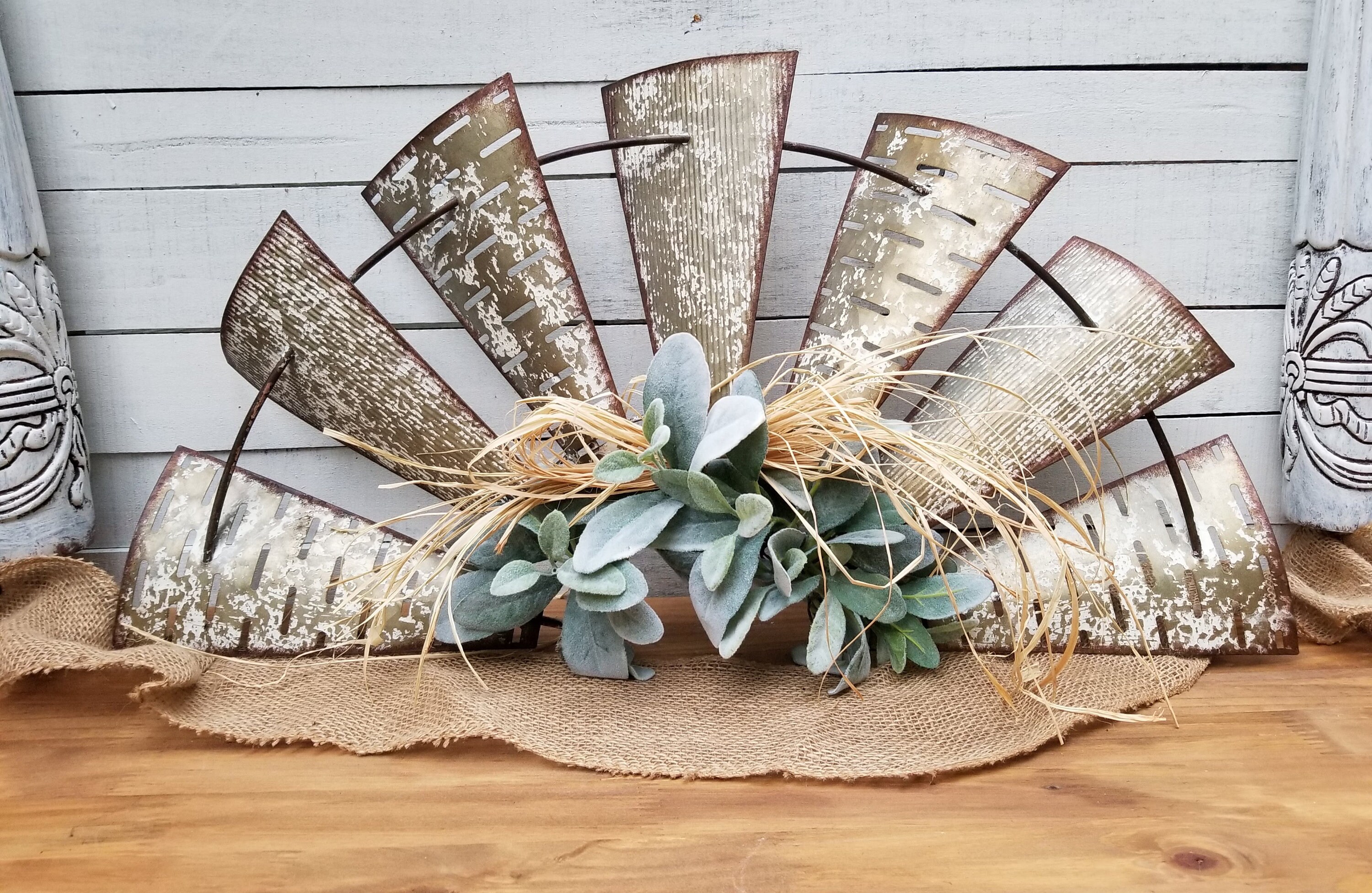 Windmill Wall Decor Arrangement Lambs Ear Farmhouse Style Wall Etsy