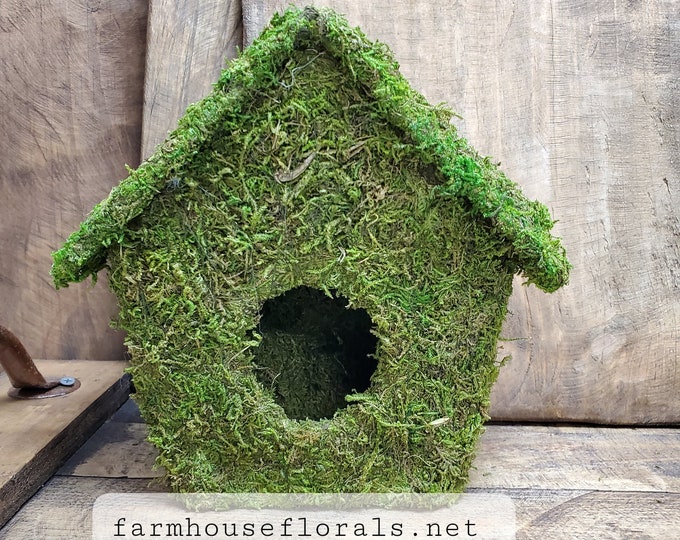 8 Moss Covered Birdhouse Etsy