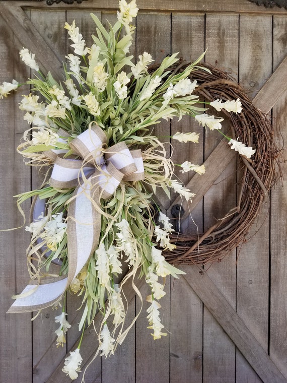 24 Front Door Wreaths Summer Home Decor Wreath Great For All Year Round Everyday Cream Fl