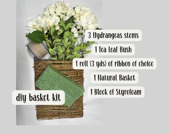 DIY Basket Kit /Cream Hydrangea Door Hanger Basket