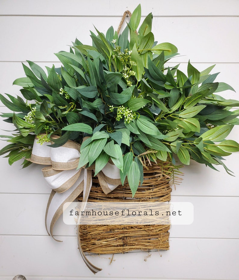 Mixed Forest Greenery Door Hanger Basket image 8