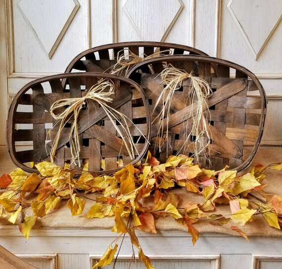 Set of 3 Tobacco Baskets Farmhouse Style Tobacco Baskets Etsy