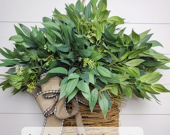 Mixed Forest  Greenery Door Hanger Basket