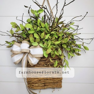 Tea Leaf Greenery Door Hanger Basket White/Burlap