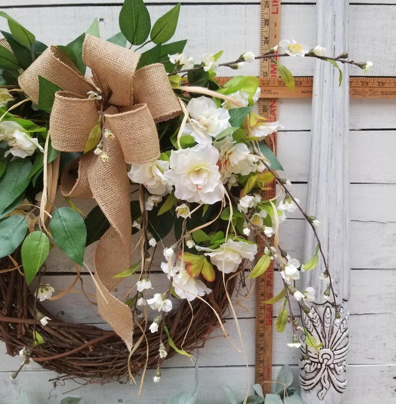 Greenery Wreath for All Year Round Burlap Wreath Green Wreath Beautiful Azalea Front Door Wreath Door Wreath farmhouse wedding wreath