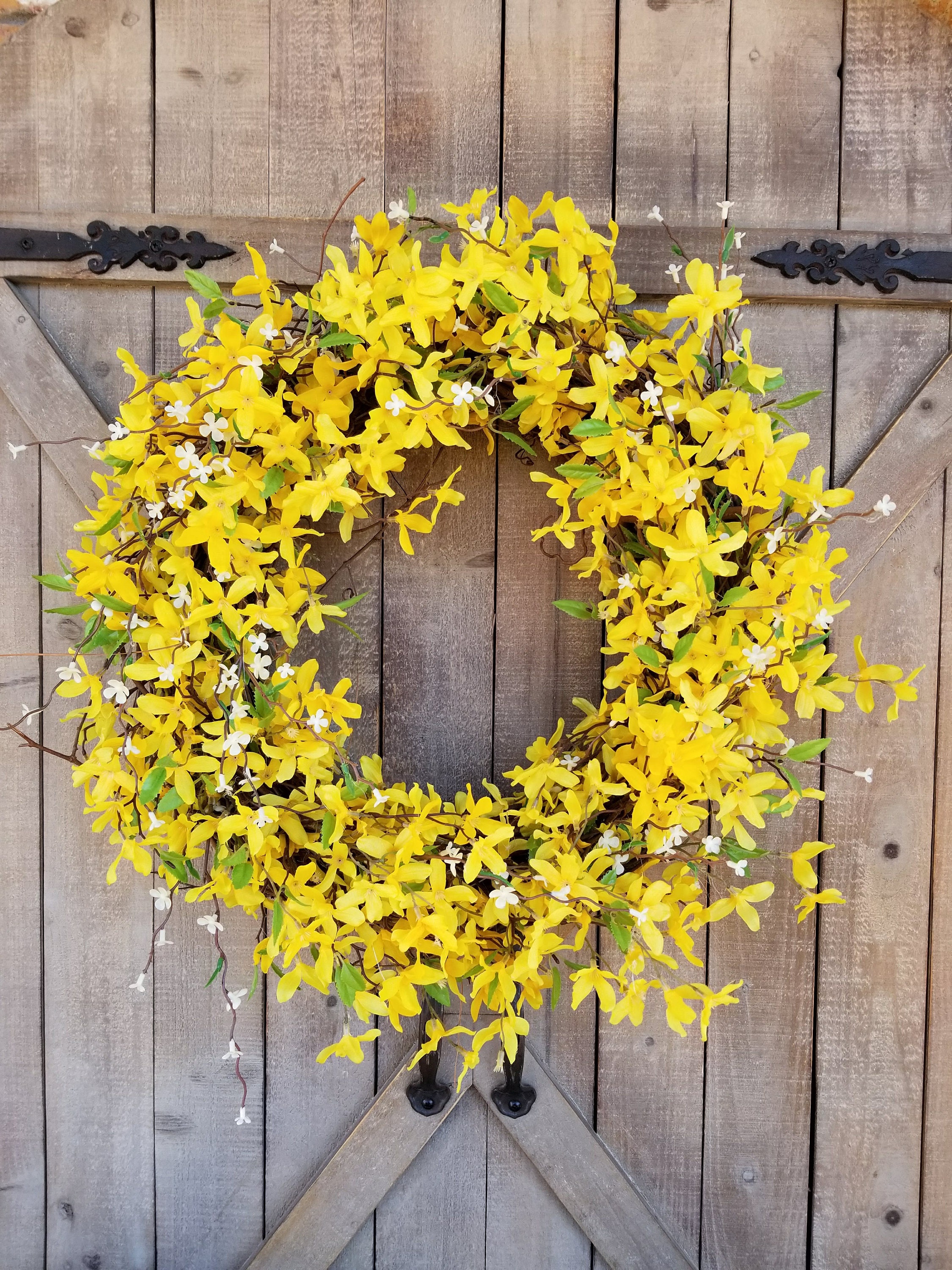 22 Forsythia Wreath Yellow Wreath door Wreath Summer Etsy
