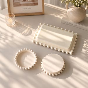 Beaded Edge Tray Silicone Mold: Round, Rectangle for Resin, Jesmonite, Plaster, Concrete