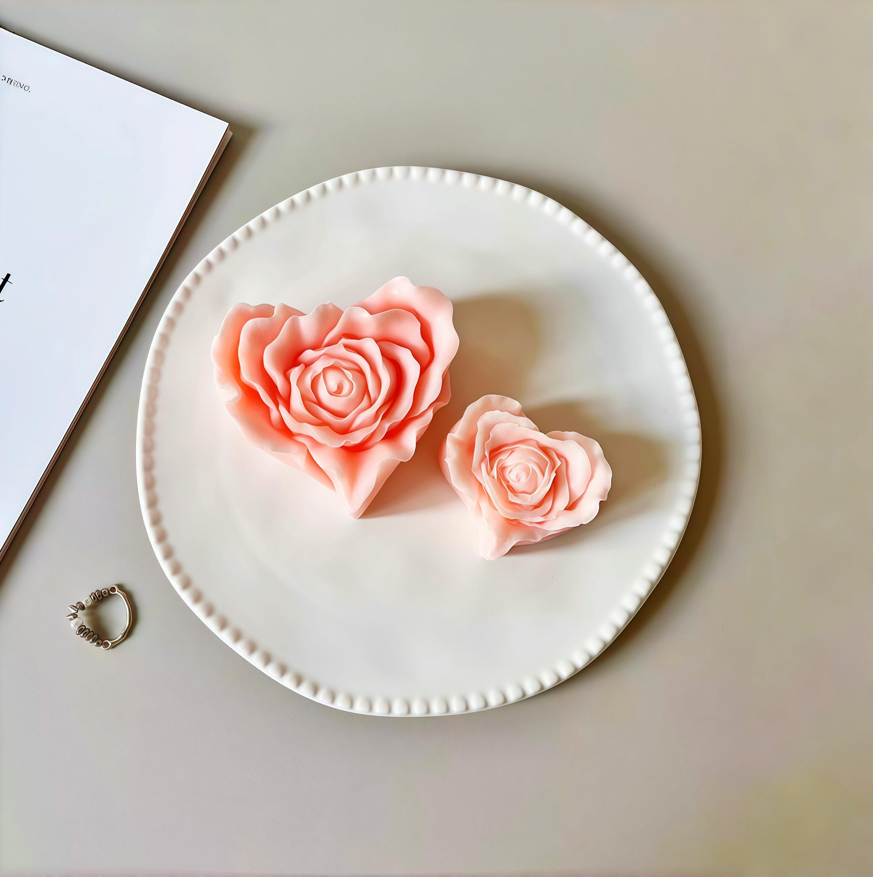 Stampo in silicone bouquet di rose con 2 fiori per sapone