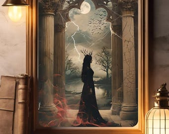 Lámina artística Reina Oscura / Decoración de pared estilo gótico romántico (Descarga digital)