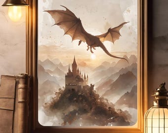 ドラゴンライダーのファンタジーイラストプリントとポスター - Etsy 日本
