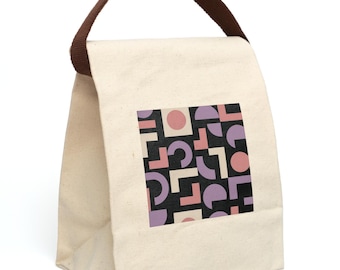 Bold Geometric Tote Lunch Bag- Modern Minimalist Pattern, Trendy Streetwear