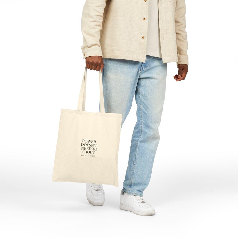 Cotton Canvas Tote Bag | Minimal Typographic Everyday Carryall | Unique Book Lover Bag image 5