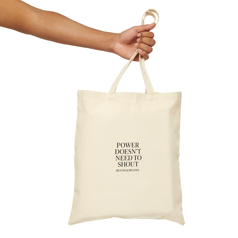 Cotton Canvas Tote Bag | Minimal Typographic Everyday Carryall | Unique Book Lover Bag image 8