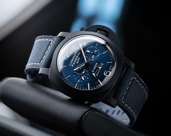 Vintage Panerai Luminor Chrono Monopulsante GMT 8 Days Giorni Blu Notte Ceramic PAM01135