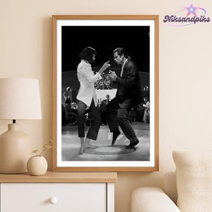 Poster Toile Pulp Fiction - Danseuse Et Couple - Décoration Murale Pop Culture