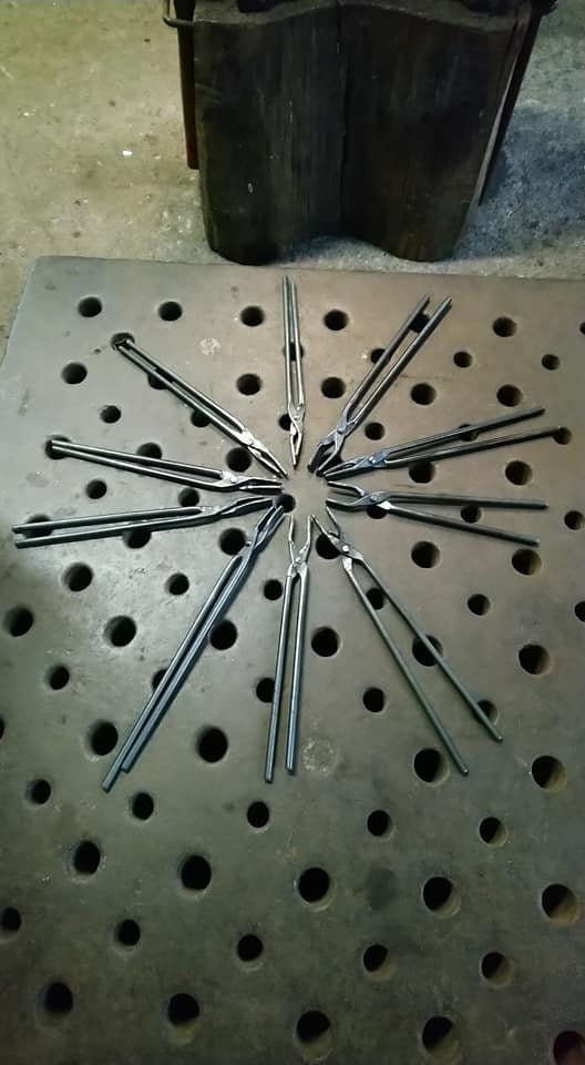 Blacksmithing tongs hand made by blacksmith. for sale  