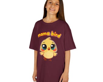 Mama Bird Kids T-Shirt | Chick Graphic, Soft Cotton Tee