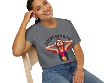Overthinking Olympic Gold Medalist T-Shirt, Funny Mental Health Shirt, Sarcastic Anxiety Gift, Relatable Sports Graphic Tee, Trendy