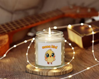 Mama Bird Chick Illustration Candle | Coconut Apricot Soy Wax 4oz 9oz
